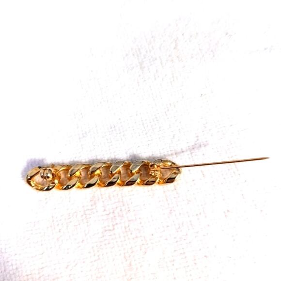 Rope Chain Coat Pin Brooche 2 1/4"  Gold Tone Regencycore Luxe Fancy  Vintage - Picture 2 of 7